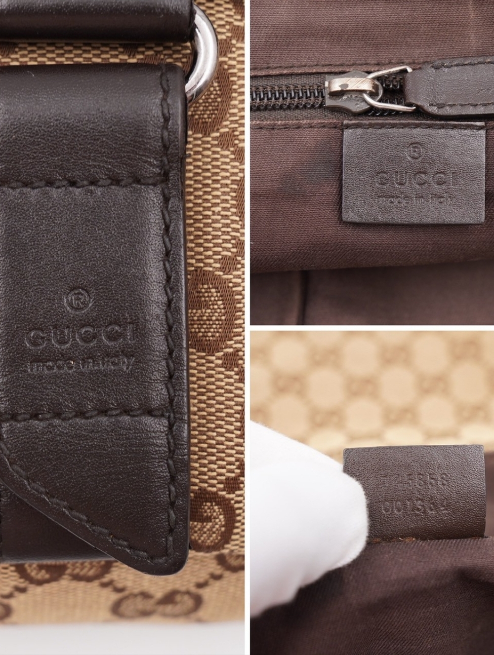 CG38 💗 Gucci GG Canvas Leather Monogram Crossbody Messenger Bag - Picture 8 of 11